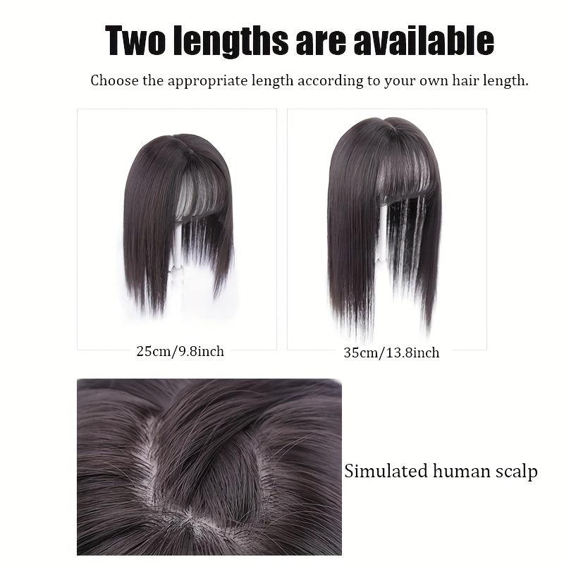 Women's Fluffy Air Bangs Wig Straight Synthetic Hair 25.4-35.5-56 cm