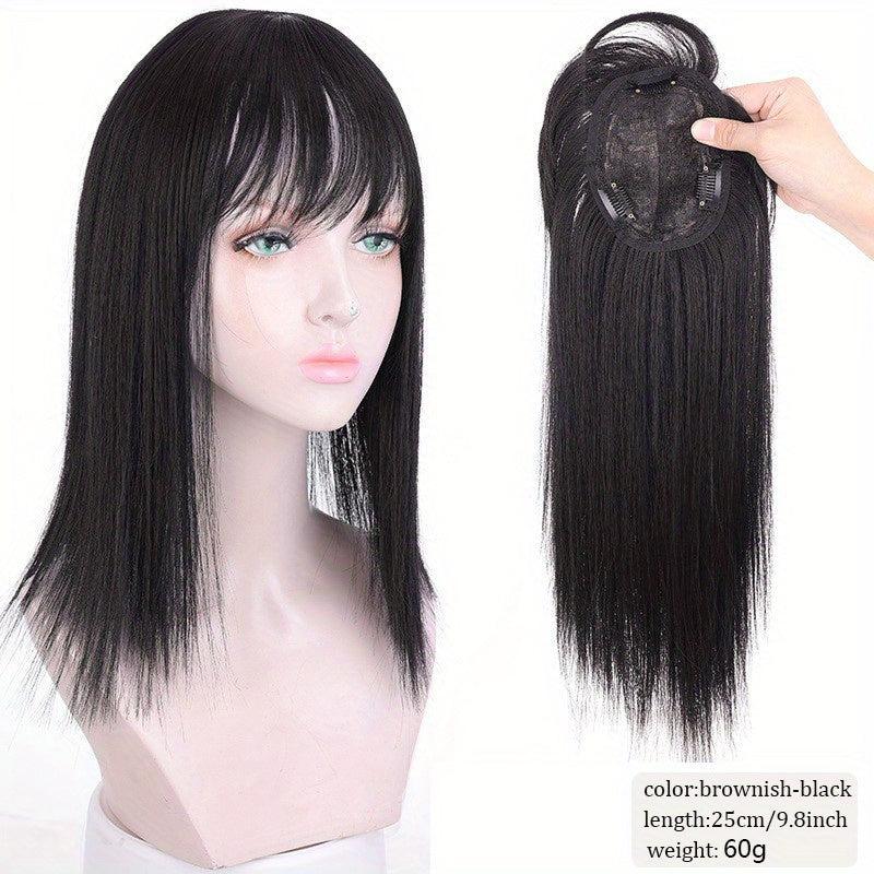 Women's Fluffy Air Bangs Wig Straight Synthetic Hair 25.4-35.5-56 cm