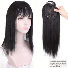 Women's Fluffy Air Bangs Wig Straight Synthetic Hair 25.4-35.5-56 cm