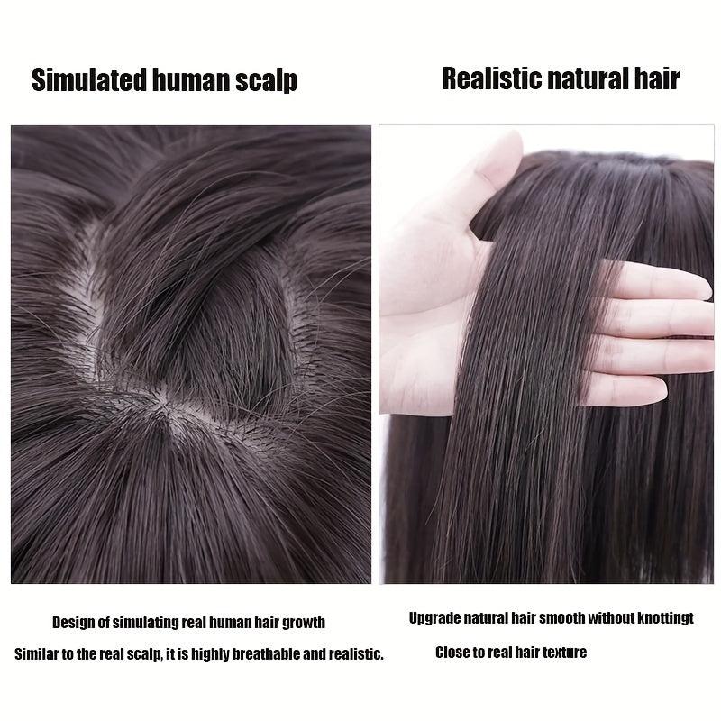 Women's Fluffy Air Bangs Wig Straight Synthetic Hair 25.4-35.5-56 cm