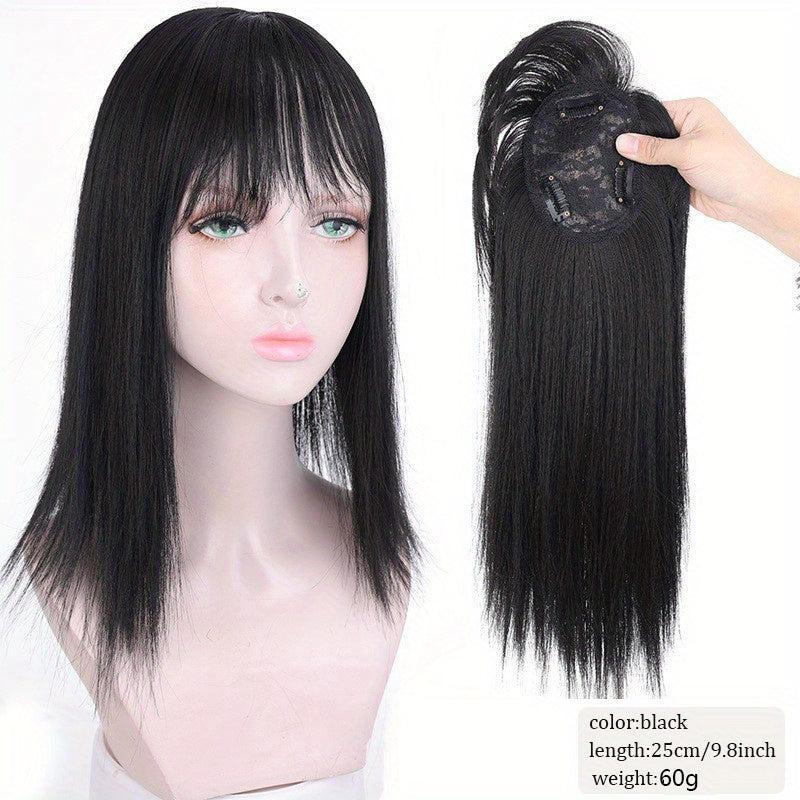 Women's Fluffy Air Bangs Wig Straight Synthetic Hair 25.4-35.5-56 cm