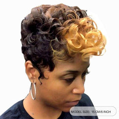 Short Pixie Cut Mixed Brown Bangs Short Wig for Women
