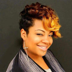 Short Pixie Cut Mixed Brown Bangs Short Wig for Women