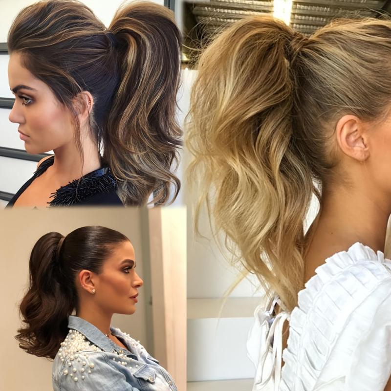 Claw Ponytail Curly Wavy Extensions Clip In Hair Natural Look
