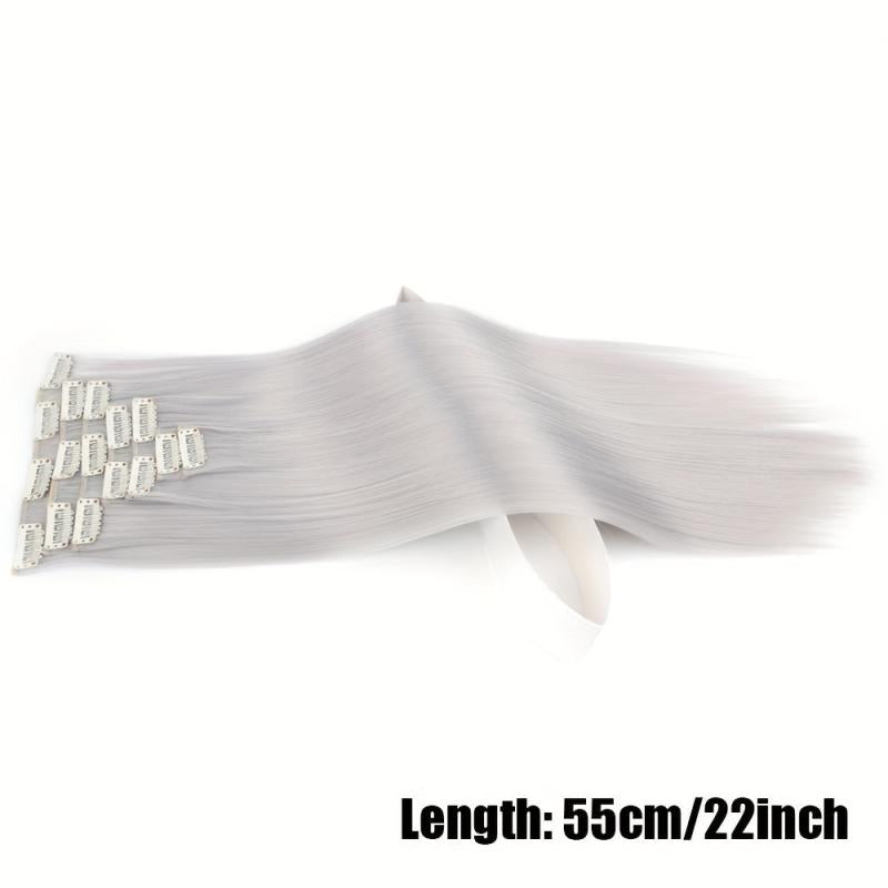 55 88 Cm Long Straight Clip In Hair Extensions 7 Pieces Set