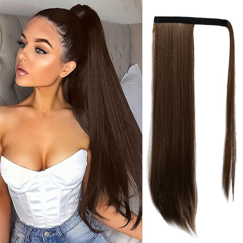 Long Straight Ponytail Extensions Synthetic Clip In Hair Extensions