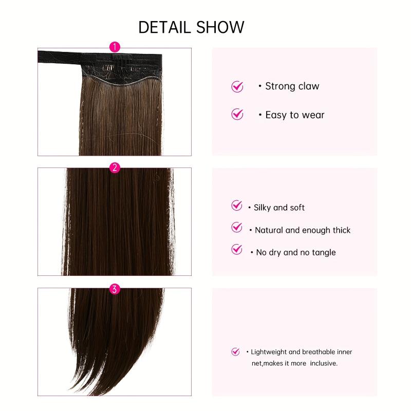 Long Straight Ponytail Extensions Synthetic Clip In Hair Extensions