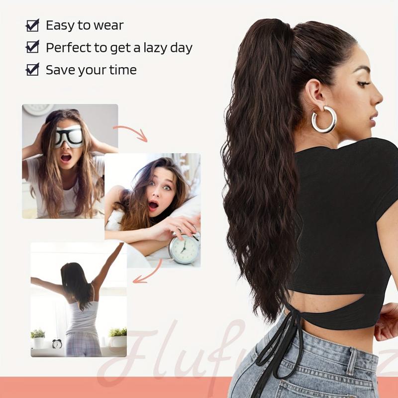 50 8 Cm Drawstring Ponytail Hair Extensions For Women Long Curly Wavy Ponytail