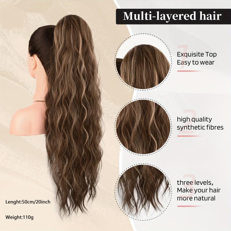 50 8 Cm Drawstring Ponytail Hair Extensions For Women Long Curly Wavy Ponytail