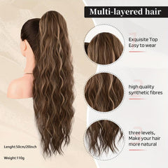 50 8 Cm Drawstring Ponytail Hair Extensions For Women Long Curly Wavy Ponytail