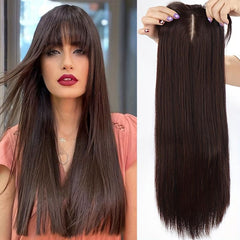 Synthetic Hair Topper Long Straight Hair Piece Women Thinning Hair Wiglet