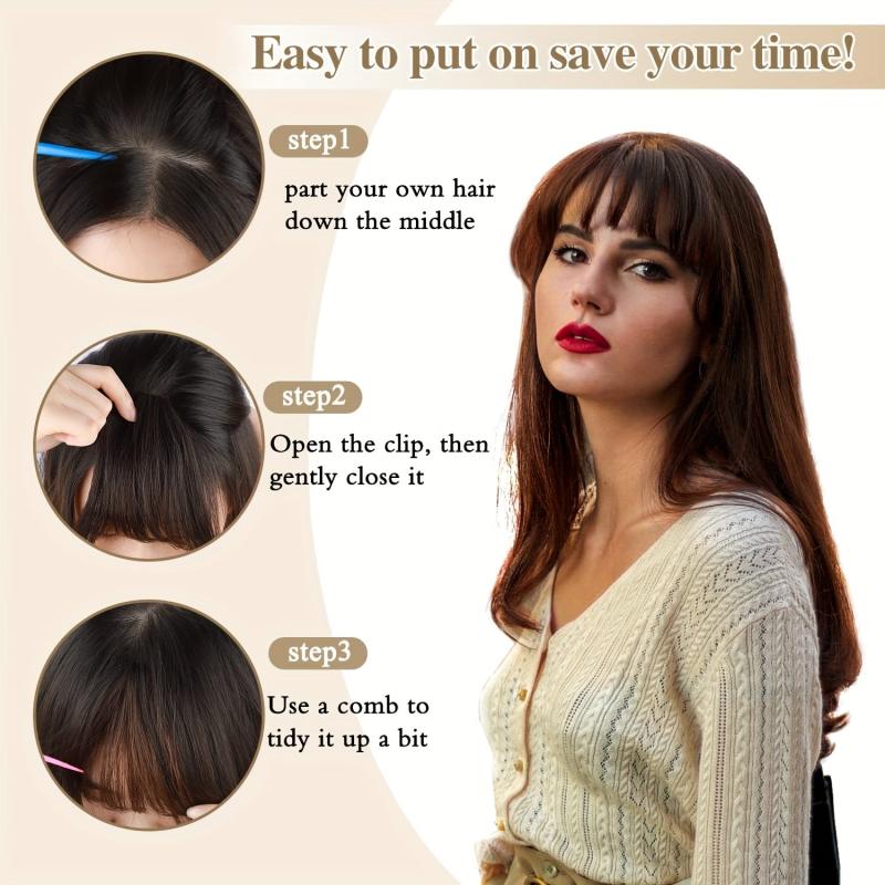 100% Human Hair Clip-In Bangs Wispy Air Bangs Hairpiece