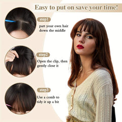 100% Human Hair Clip-In Bangs Wispy Air Bangs Hairpiece