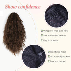 Short Wavy Ponytail Extensions Synthetic Clip In Hair Extensions