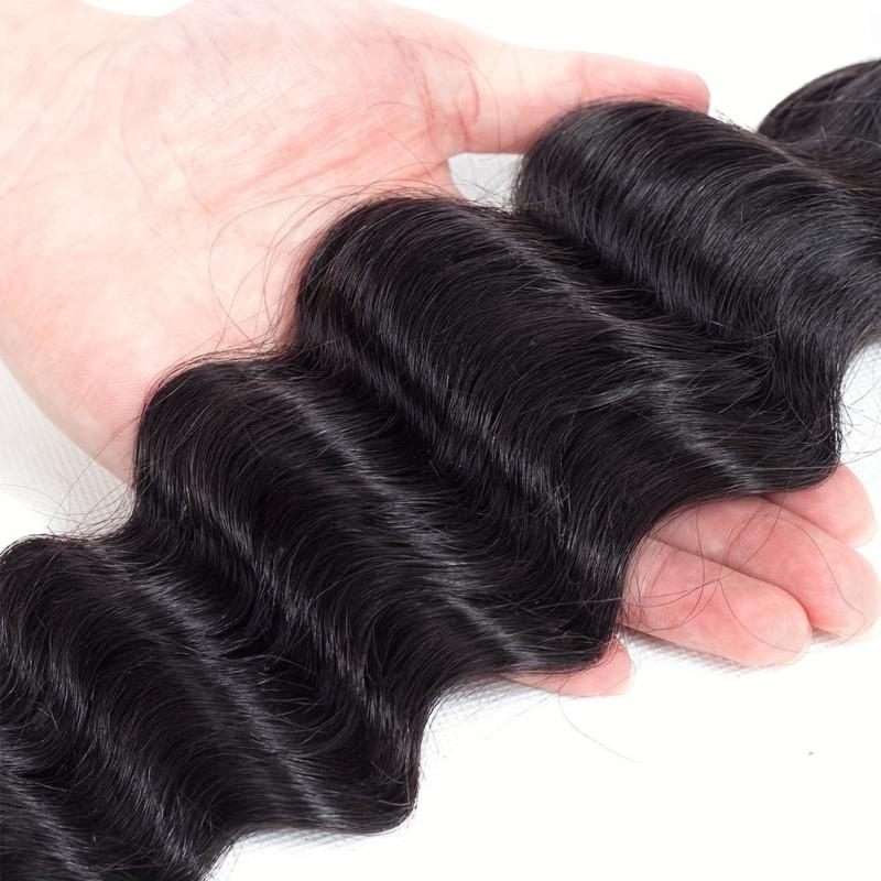 100% Peruvian Loose Deep Wave Human Hair Bundles - Natural Deep Curly Weave