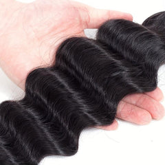 100% Peruvian Loose Deep Wave Human Hair Bundles - Natural Deep Curly Weave