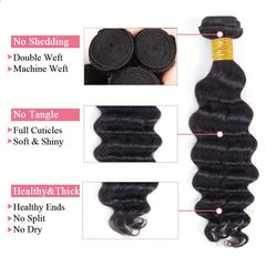 100% Peruvian Loose Deep Wave Human Hair Bundles - Natural Deep Curly Weave