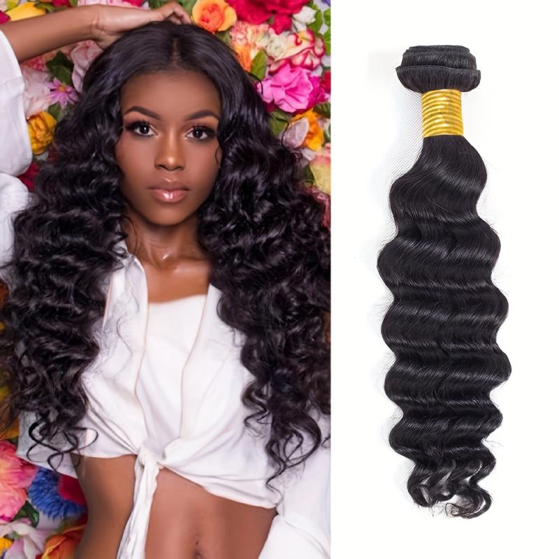 100% Peruvian Loose Deep Wave Human Hair Bundles - Natural Deep Curly Weave