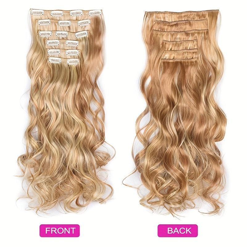 6Pc Wavy Curly Hair Pieces Extensions 50 Synthetic Thick Clip