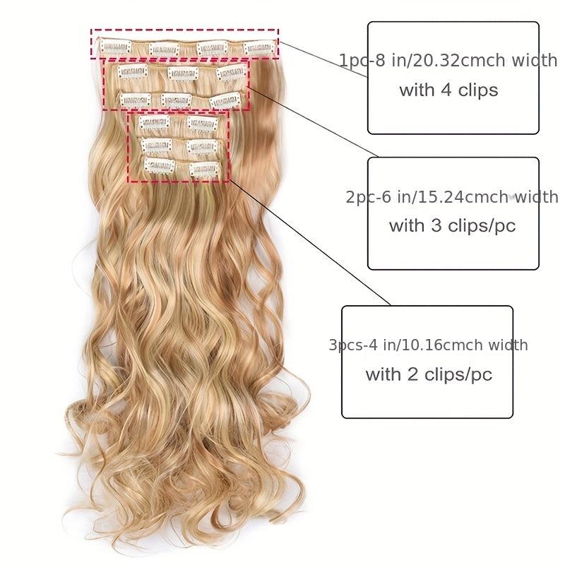 6Pc Wavy Curly Hair Pieces Extensions 50 Synthetic Thick Clip