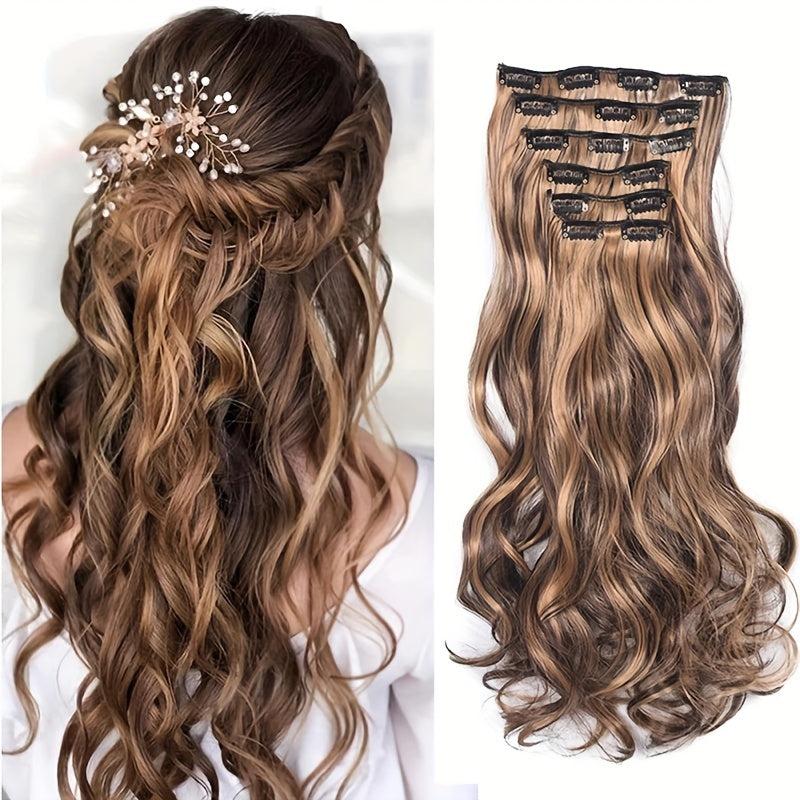 6Pc Wavy Curly Hair Pieces Extensions 50 Synthetic Thick Clip