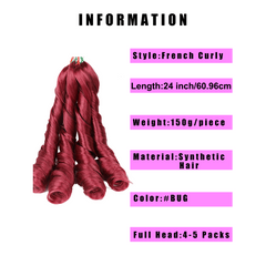 Pre Stretched 60 96 Cm French Curly Crochet Braid Hair 150g Pack