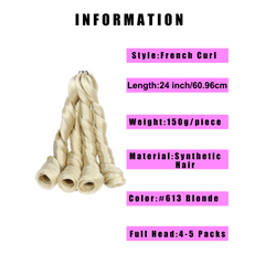 Pre Stretched 60 96 Cm French Curly Crochet Braid Hair 150g Pack