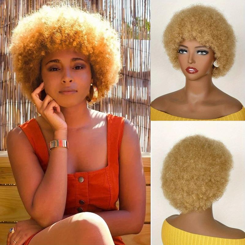 Burgundy Red Short Afro Kinky Curly Wig for Women