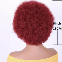 Burgundy Red Short Afro Kinky Curly Wig for Women