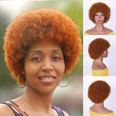 Burgundy Red Short Afro Kinky Curly Wig for Women