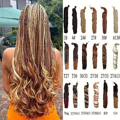Curly Box Braids Crochet Hair Long Goddess Box Braid 1B
