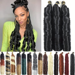 Curly Box Braids Crochet Hair Long Goddess Box Braid 1B
