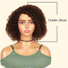 25 4 Cm Short Curly Bob Human Hair Wigs For Women Glueless Afro Curly Wig