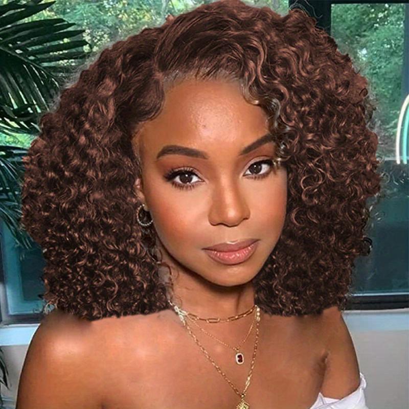 25 4 Cm Short Curly Bob Human Hair Wigs For Women Glueless Afro Curly Wig
