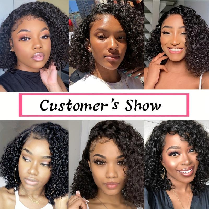 25 4 Cm Short Curly Bob Human Hair Wigs For Women Glueless Afro Curly Wig