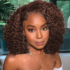 25 4 Cm Short Curly Bob Human Hair Wigs For Women Glueless Afro Curly Wig