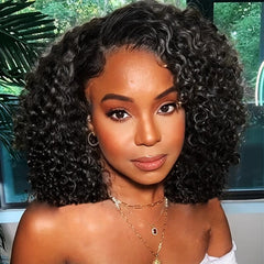 25 4 Cm Short Curly Bob Human Hair Wigs For Women Glueless Afro Curly Wig