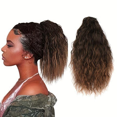 Short Curly Wavy Drawstring Ponytail Synthetic Clip In Hair Extensions