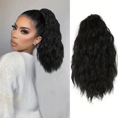 Short Curly Wavy Drawstring Ponytail Synthetic Clip In Hair Extensions