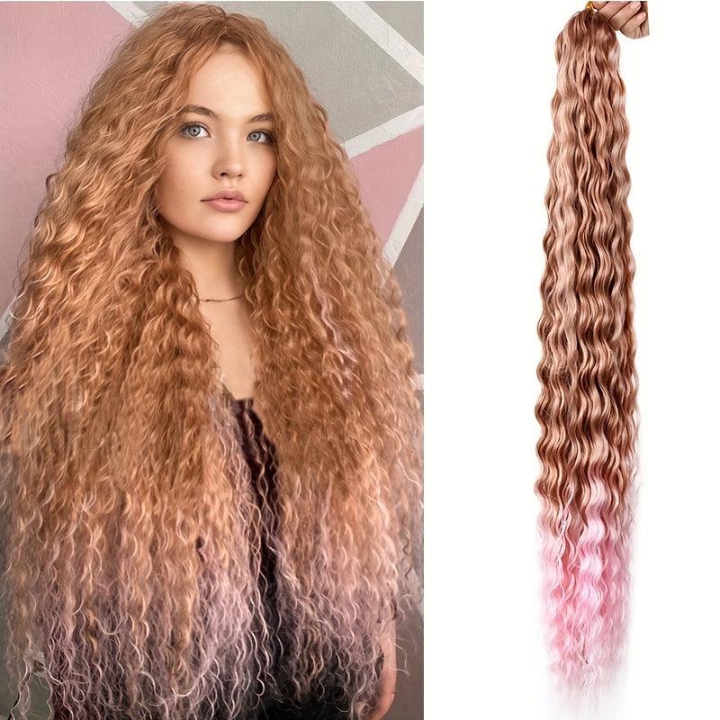 Extra Long Curly Brown Hair Extension Clip-In 60cm Synthetic Fiber
