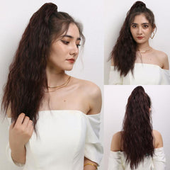 Wine Red Long Wavy Ponytail Hair Extension 60 Heat Resistant