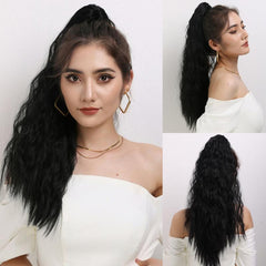 Wine Red Long Wavy Ponytail Hair Extension 60 Heat Resistant