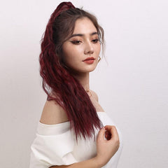 Wine Red Long Wavy Ponytail Hair Extension 60 Heat Resistant