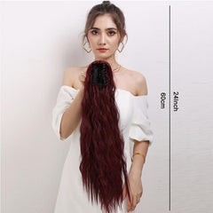 Wine Red Long Wavy Ponytail Hair Extension 60 Heat Resistant