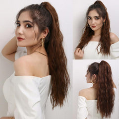 Wine Red Long Wavy Ponytail Hair Extension 60 Heat Resistant