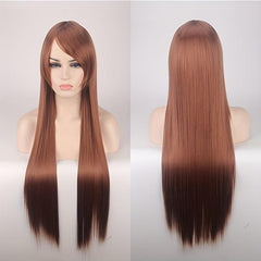 Brown Long Straight Hair Wig with Bangs 81 cm for Women
