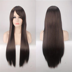 Brown Long Straight Hair Wig with Bangs 81 cm for Women