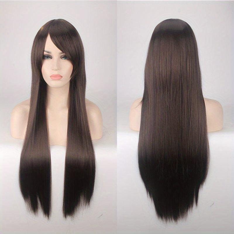 Brown Long Straight Hair Wig with Bangs 81 cm for Women