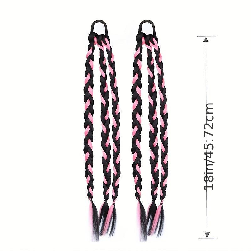 3 Strand Braid Ponytail Elastic Hair Rope Synthetic Extensions