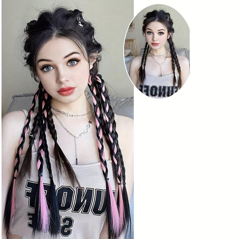 3 Strand Braid Ponytail Elastic Hair Rope Synthetic Extensions